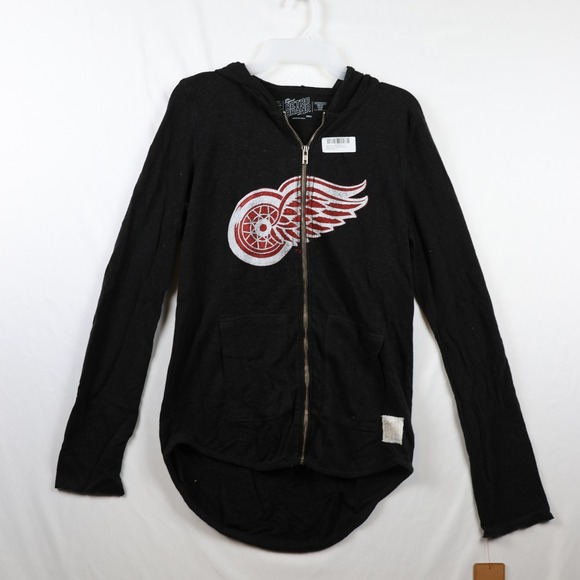 Detroit Red Wings Jacket Womens Small Black NHL Hockey Zip Hoodie Retro Brand - Picture 1 of 10